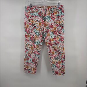 Floral Print Cropped‎ Pants Colorful Botanical Casual Everyday Womens